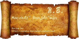 Maczkó Benjámin névjegykártya